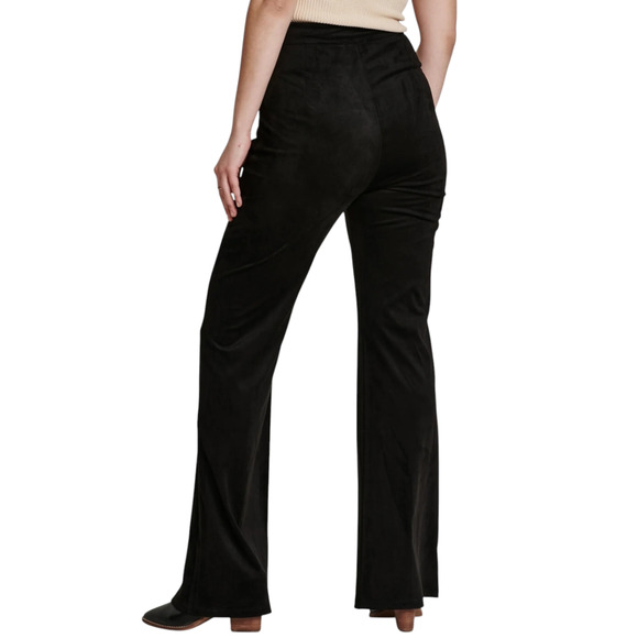 Vtg Danier Suede Bootcut Pant 8 Women Black Genuine Leather Lined Cowboy Western - Picture 1 of 14